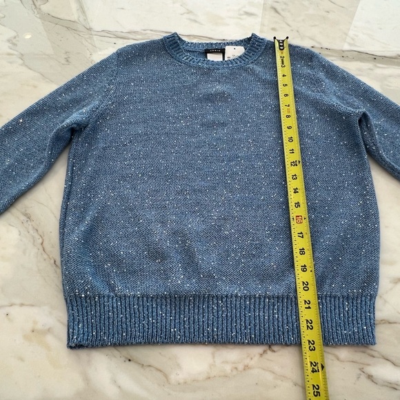 AKRIS CORNFLOWER LINEN BLEND SEQUIN SWEATER SIZE 12 NWTS! - Picture 14 of 17